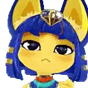 Cartoon Character with Blue Hair, Yellow Ears, Crown