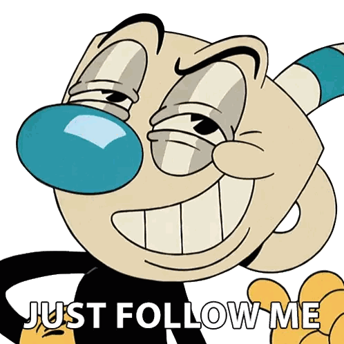 Cartoon Character With Blue Nose and Follow Me