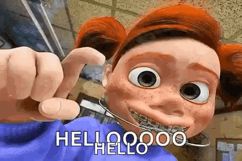Cartoon Character With Braces Giving Hello Sign