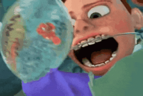Cartoon Character With Braces Looking at Something