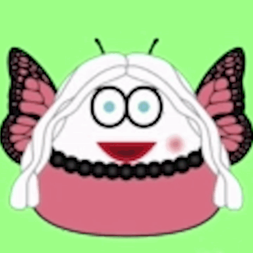 Cartoon Character With Butterfly Wings and Necklace