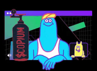 Cartoon Character with Copium Bottle