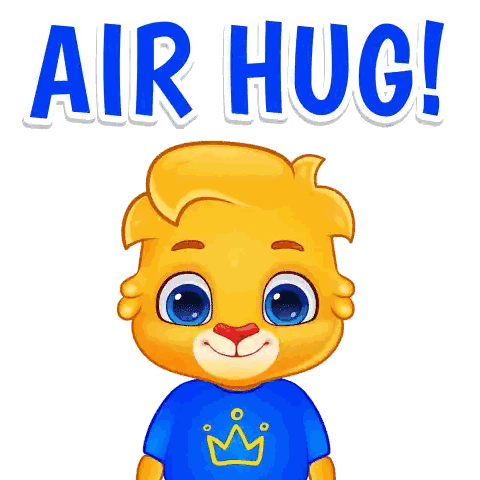 Cartoon Character with Crown Saying Air Hug