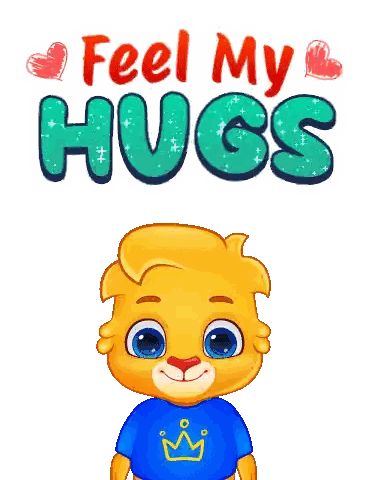 Cartoon Character With Crown Saying Feel My Hugs