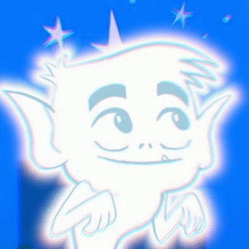 Cartoon Character With Crown Smiling Glowing in Dark