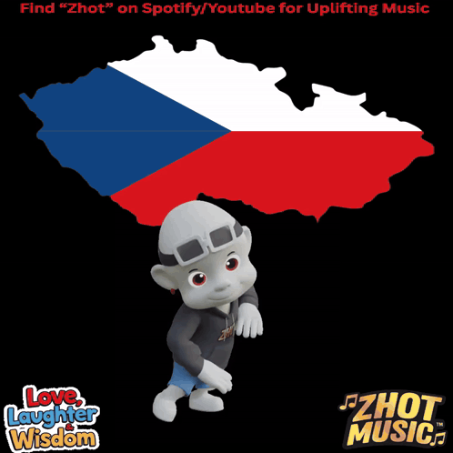Cartoon Character With Czechoslovakia Map GIF