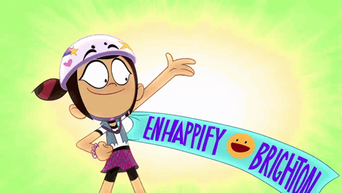 Cartoon Character With Enhappify Brighton Banner