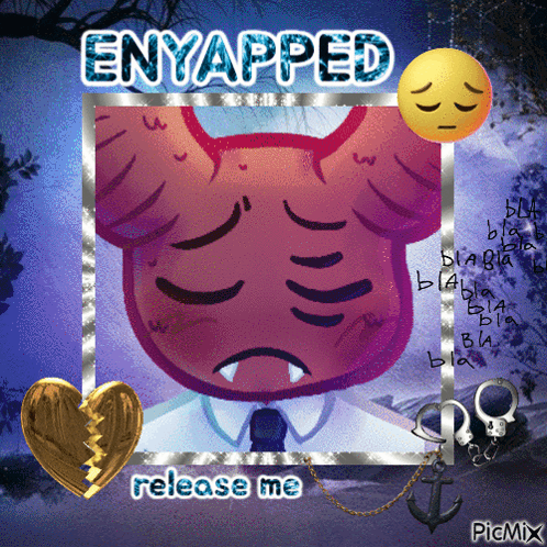 Cartoon Character with Enyapped