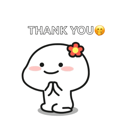 Cartoon Character with Flower in Hair Saying Thank You