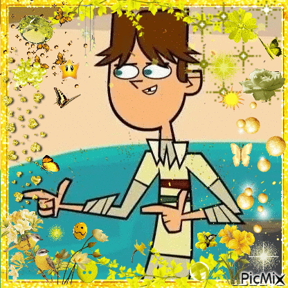 Cartoon Character With Flowers and Butterflies