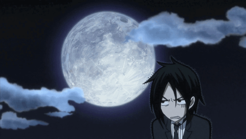 Cartoon Character With Full Moon Background