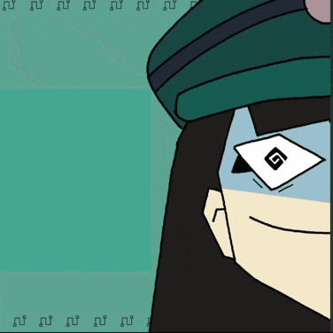 Cartoon Character With G on Eye Smiling