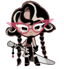 Cartoon Character With Glasses and Braids Holding Sword