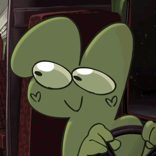Cartoon Character With Glasses and Hearts Driving Car