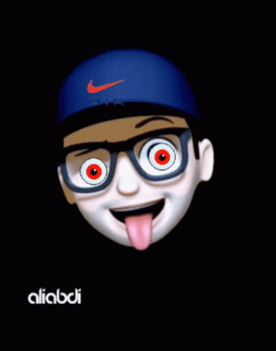 Cartoon Character With Glasses And Nike Hat Sticking Out Tongue GIF