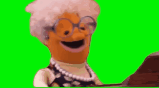 Cartoon Character with Glasses and Pearl Necklace Smiling