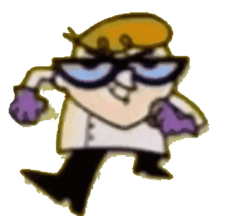 Cartoon Character with Glasses and Purple Gloves Walking