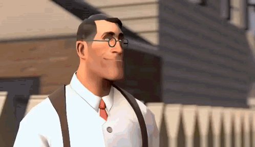 Cartoon Character With Glasses and Suspenders in Front of House