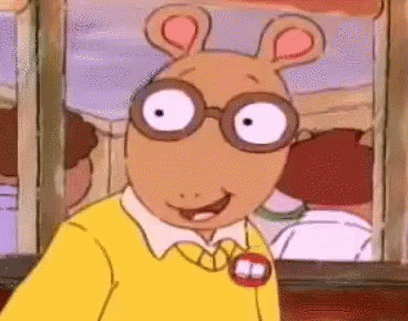 Cartoon Character With Glasses And Yellow Sweater Smiling GIF