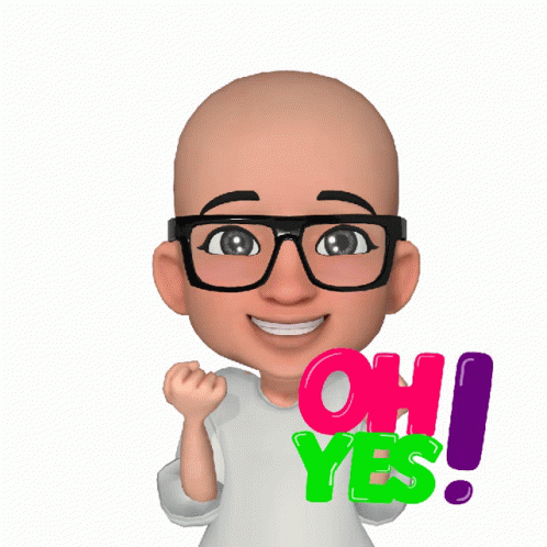 Cartoon Character With Glasses Holding Oh Yes Sign GIF