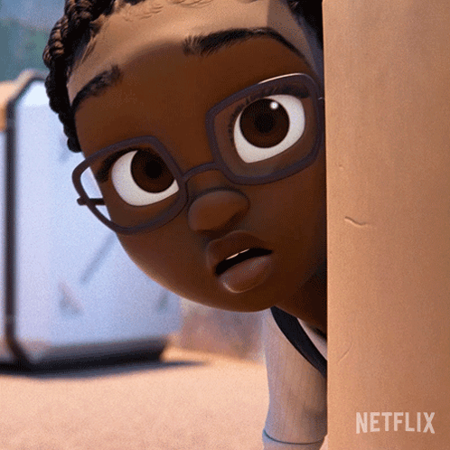 Cartoon Character With Glasses Peeking Over Wall Netflix GIF