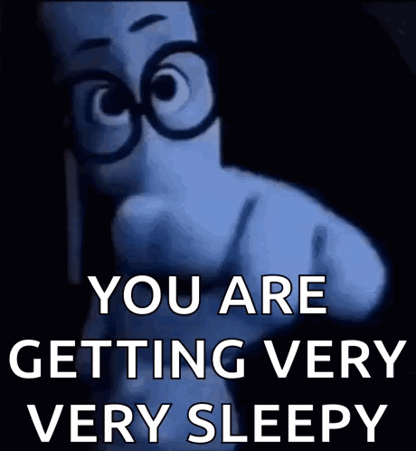 Cartoon Character with Glasses Pointing at Sleepy Person