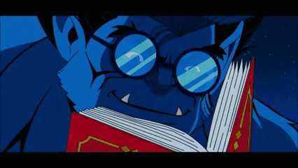 Cartoon Character with Glasses Reading Book