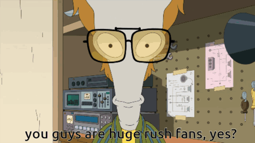 Cartoon Character With Glasses Saying Huge Rush Fans