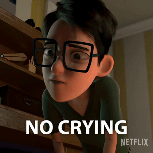 Cartoon Character With Glasses Saying No Crying