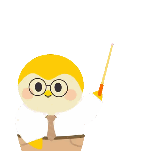 Cartoon Character with Glasses Saying Welcome Back