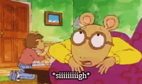 Cartoon Character With Glasses Sighs GIF