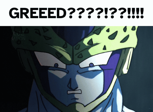 Cartoon Character With Greed Text