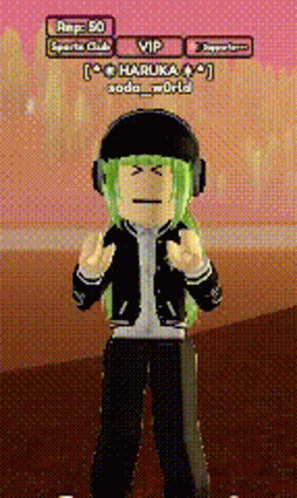 Cartoon Character With Green Hair and Headphones in Front of Pink Wall