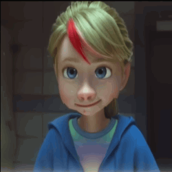 Cartoon Character With Green Hair and Red Highlights