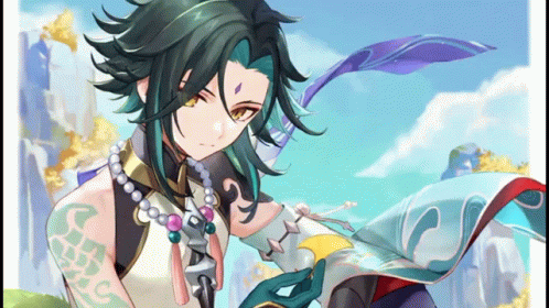 Cartoon Character With Green Hair and Yellow Eyes