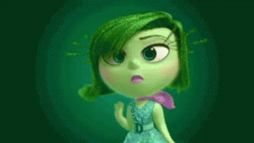 Cartoon Character With Green Hair Blue Dress And Pink Scarf GIF