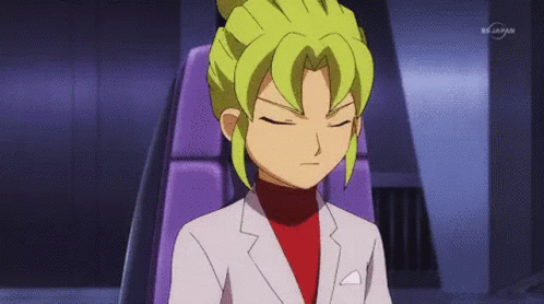 Cartoon Character with Green Hair Sitting with Eyes Closed