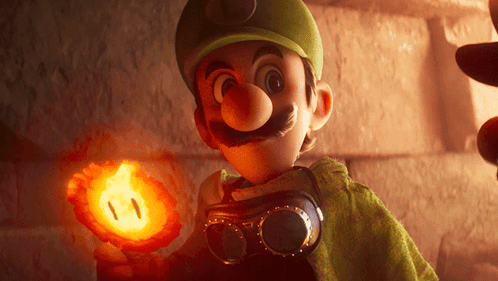 Cartoon Character With Green Hat And Goggles Holding Fire GIF