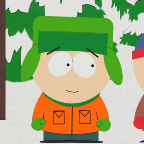 Cartoon Character With Green Hat and Orange Jacket and Check Mark on Sleeve