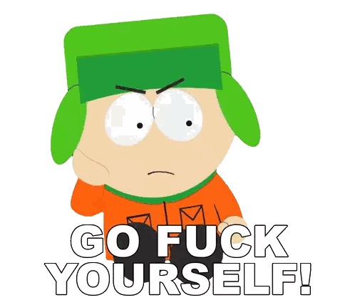 Cartoon Character with Green Hat Saying Go Fuck Yourself