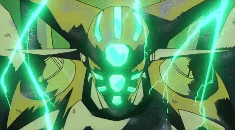 Cartoon Character With Green Lightning Bolt Eyes