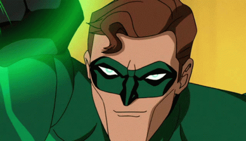 Cartoon Character With Green Mask and Green Eyes