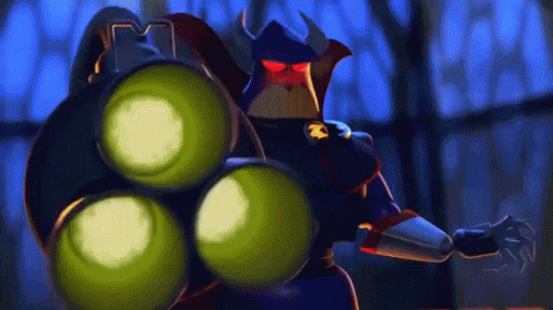 Cartoon Character With Green Tubes On Back GIF