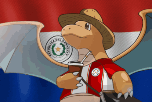 Cartoon Character With Hat And Republica Del Paraguay Shirt GIF