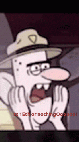 Cartoon Character With Hat Says It's 1 Eth or Nothing