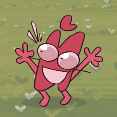 Cartoon Character With Heart in Field of Hearts
