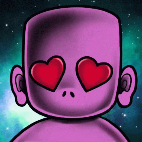 Cartoon Character With Hearts in Eyes