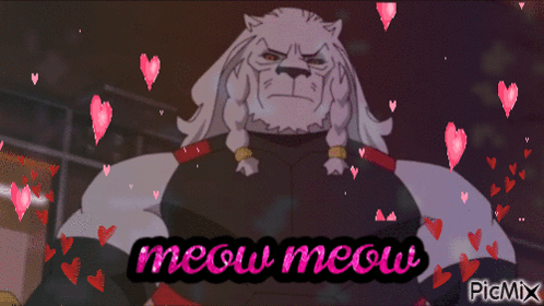 Cartoon Character With Hearts Meow Meow