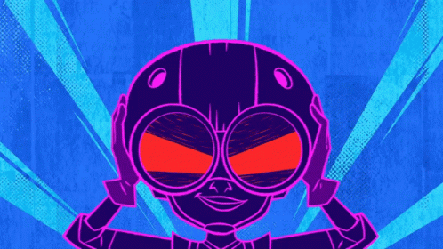 Cartoon Character with Helmet and Sunglasses