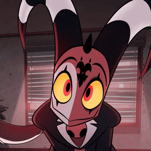 Cartoon Character With Horns And Big Yellow Eyes GIF